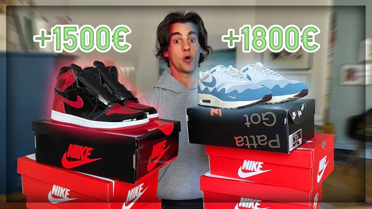 Paire de sneakers photographiée pour une annonce de revente
