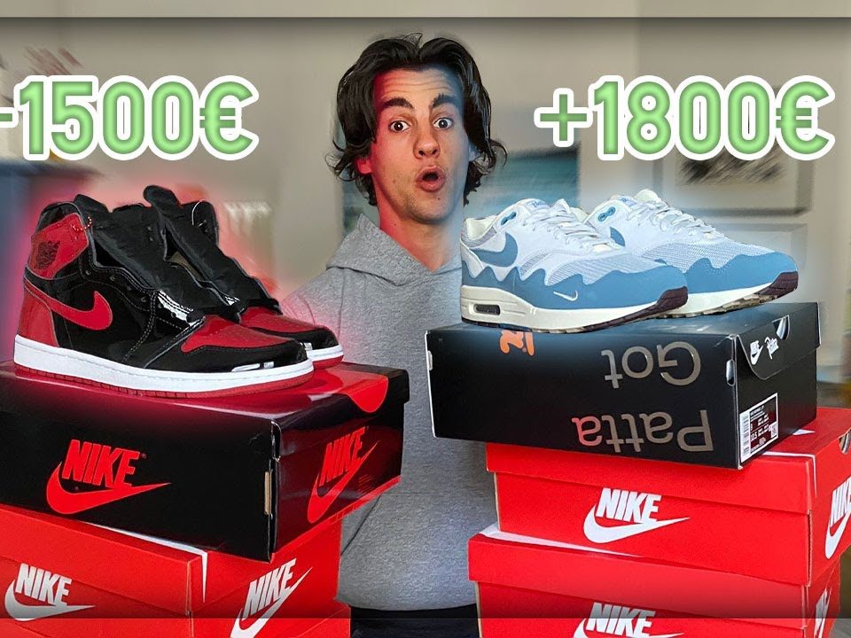 Paire de sneakers photographiée pour une annonce de revente