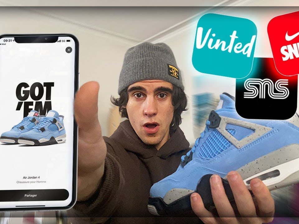 Sneakers neuves posées sur une boîte lors d'un lancement au prix retail