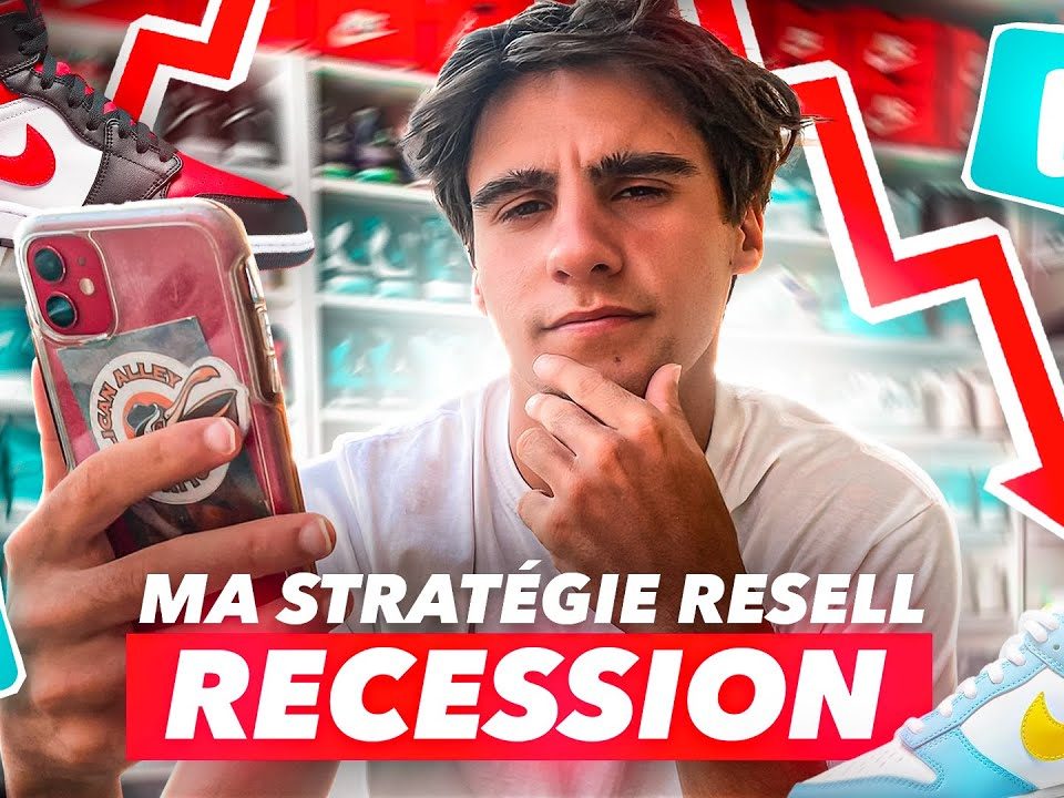 Sneakers et téléphone utilisés pour gérer une stratégie de revente à petit budget sur Vinted